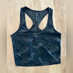 Camo cropped workout top